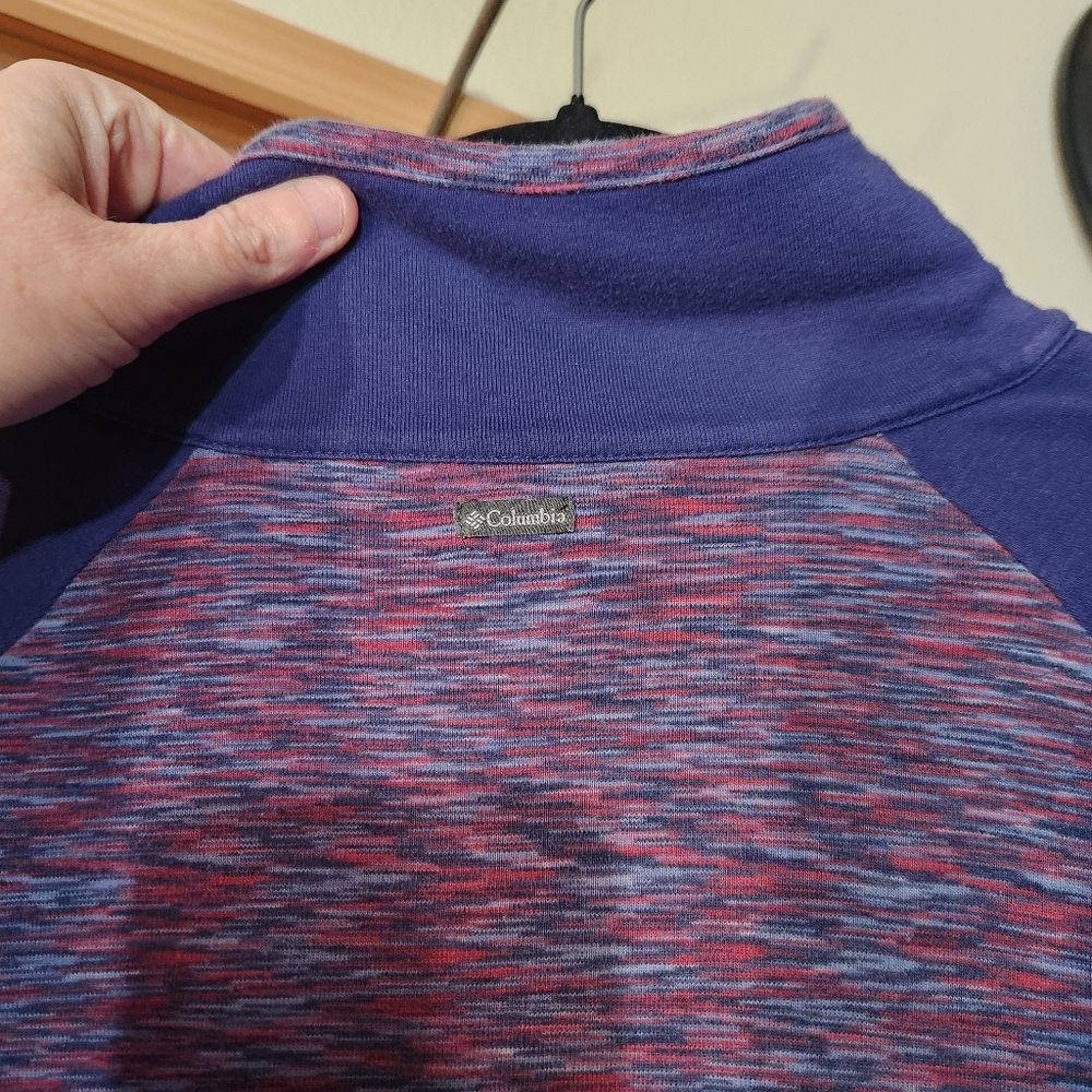 ⭐️COLUMBIA Purple Space Dye 1/4 Zip Pullover Jacket Ruched Cuff XL Athleisure - Picture 4 of 6